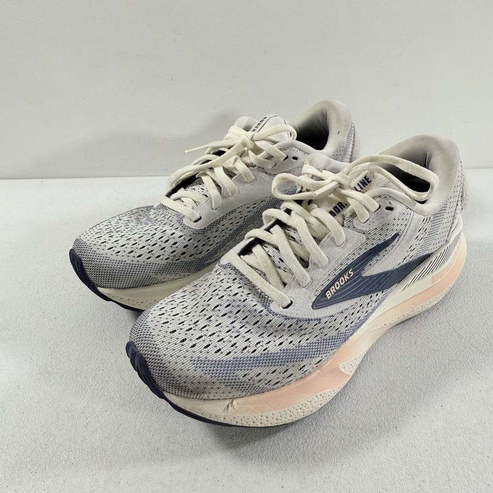 Brooks Adrenaline GTS 24 Womens Size 7.5 D Wide Gray Blue Running Shoes Sneakers